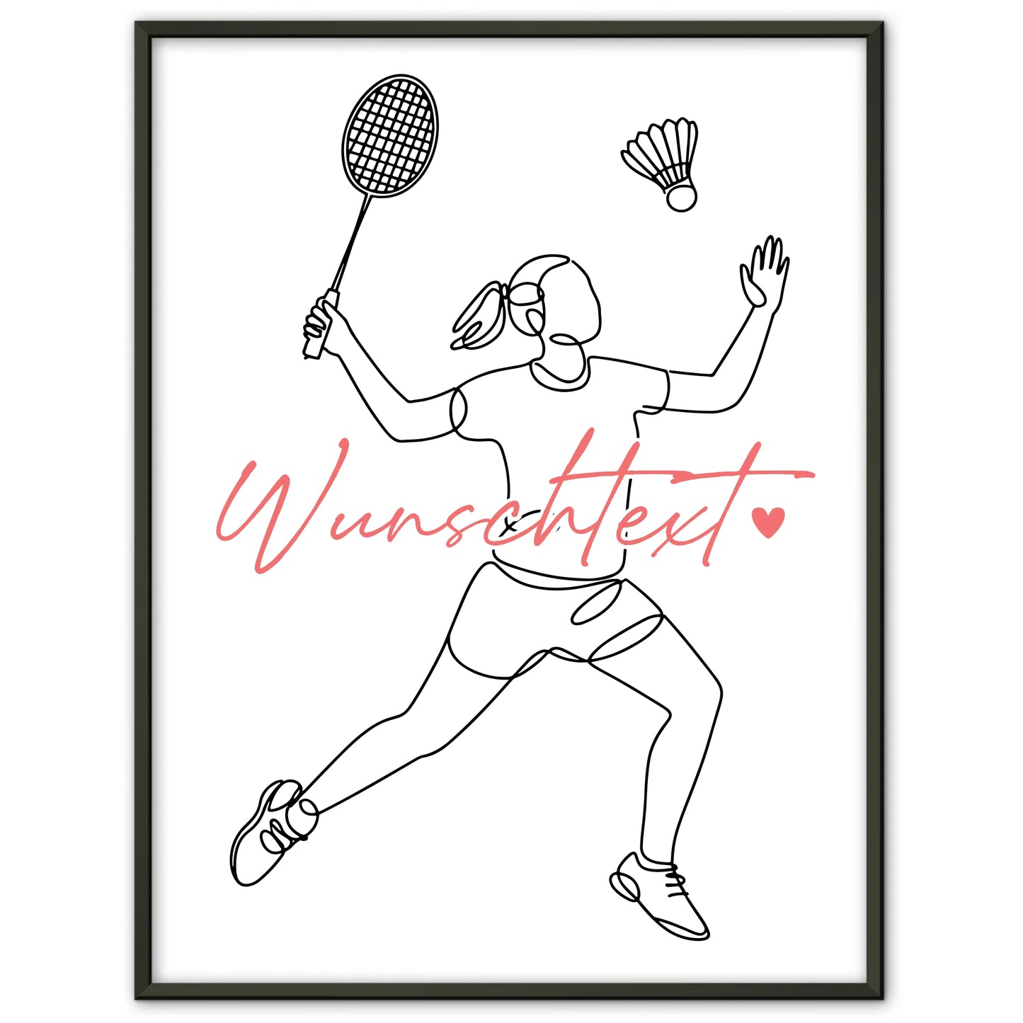 Personalisiertes Poster Lineart Badminton Geschenk Tochter & Schwester für Badmintonspieler Badmintonspielerin badminton