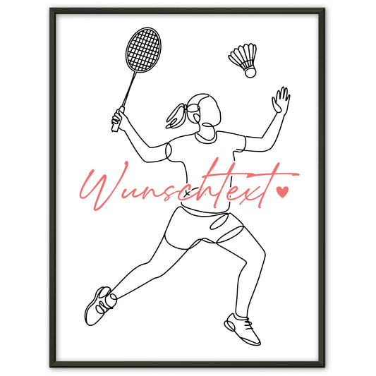 Personalisiertes Poster Lineart Badminton Geschenk Tochter & Schwester für Badmintonspieler Badmintonspielerin badminton