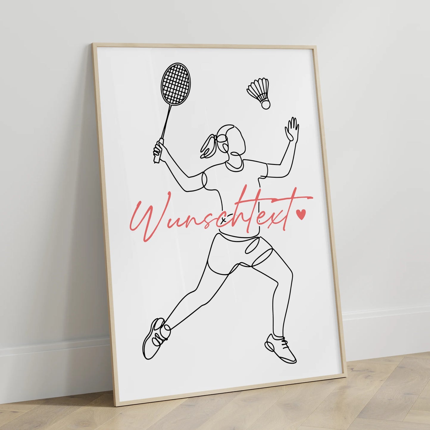 Personalisiertes Poster Lineart Badminton Geschenk Tochter & Schwester für Badmintonspieler Badmintonspielerin badminton