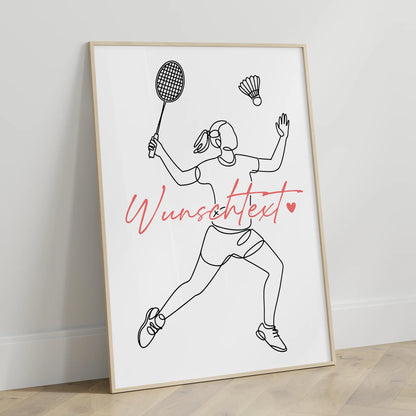 Personalisiertes Poster Lineart Badminton Geschenk Tochter & Schwester für Badmintonspieler Badmintonspielerin badminton
