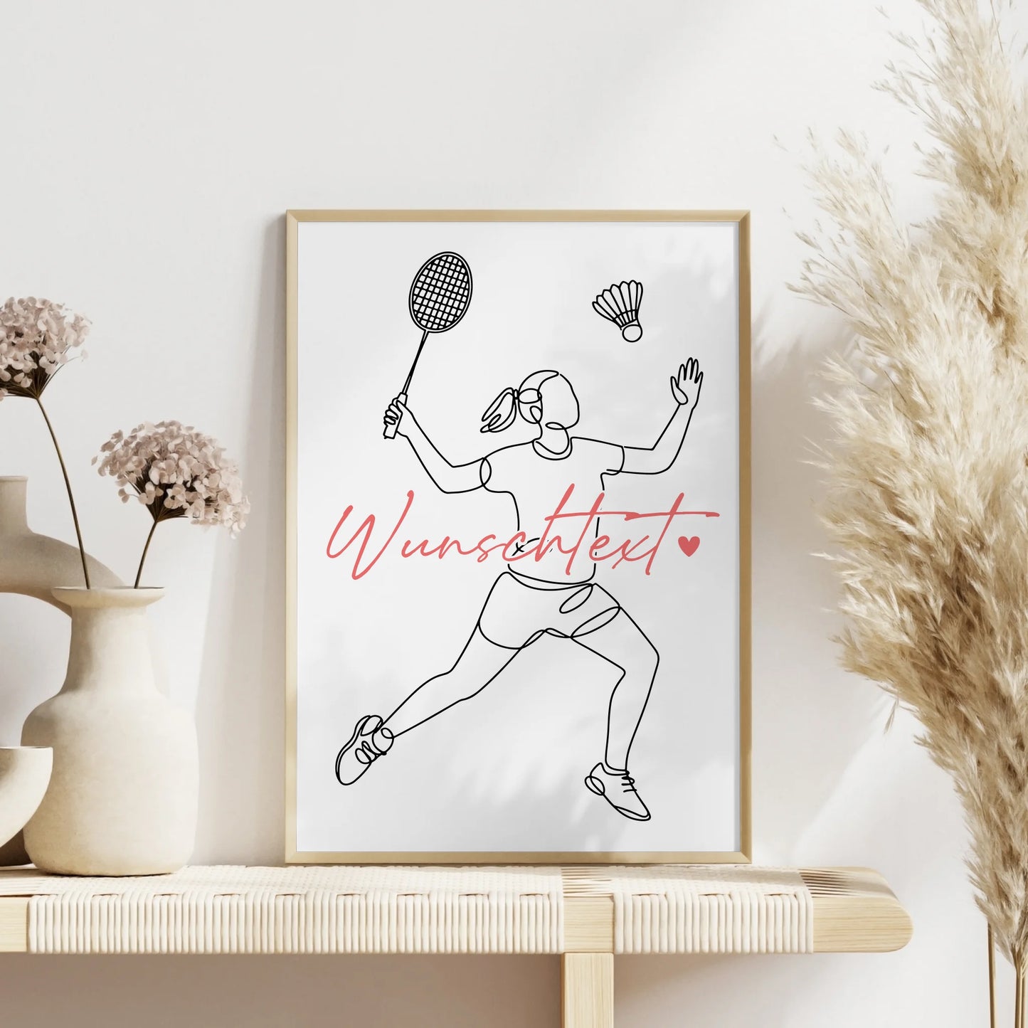 Personalisiertes Poster Lineart Badminton Geschenk Tochter & Schwester für Badmintonspieler Badmintonspielerin badminton