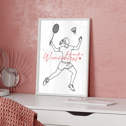 Personalisiertes Poster Lineart Badminton Geschenk Tochter & Schwester für Badmintonspieler Badmintonspielerin badminton