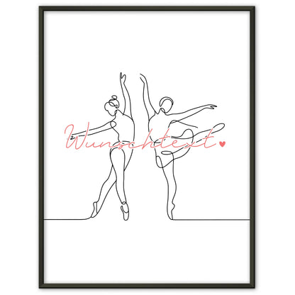 Lineart Poster Personalisiert Ballett Geschenk Tochter & Schwester für Balletttänzer Balletttänzerin ballet