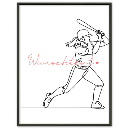 Personalisiertes Poster Lineart Baseball Geschenk Tochter & Schwester für Baseballspieler Baseballspielerin baseball
