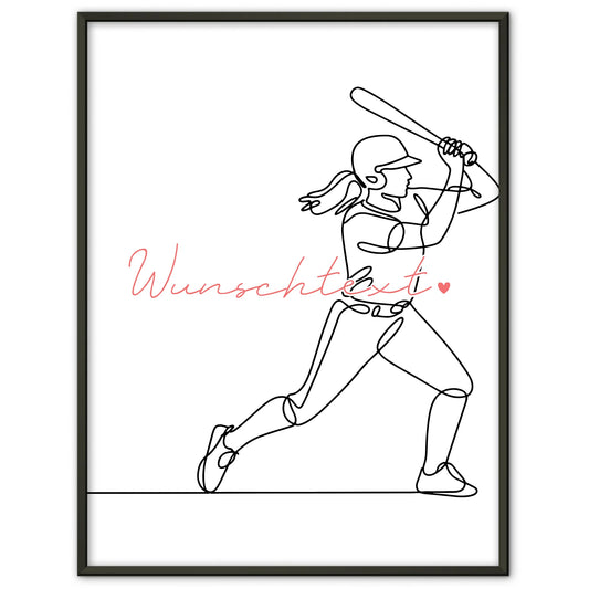 Personalisiertes Poster Lineart Baseball Geschenk Tochter & Schwester für Baseballspieler Baseballspielerin baseball