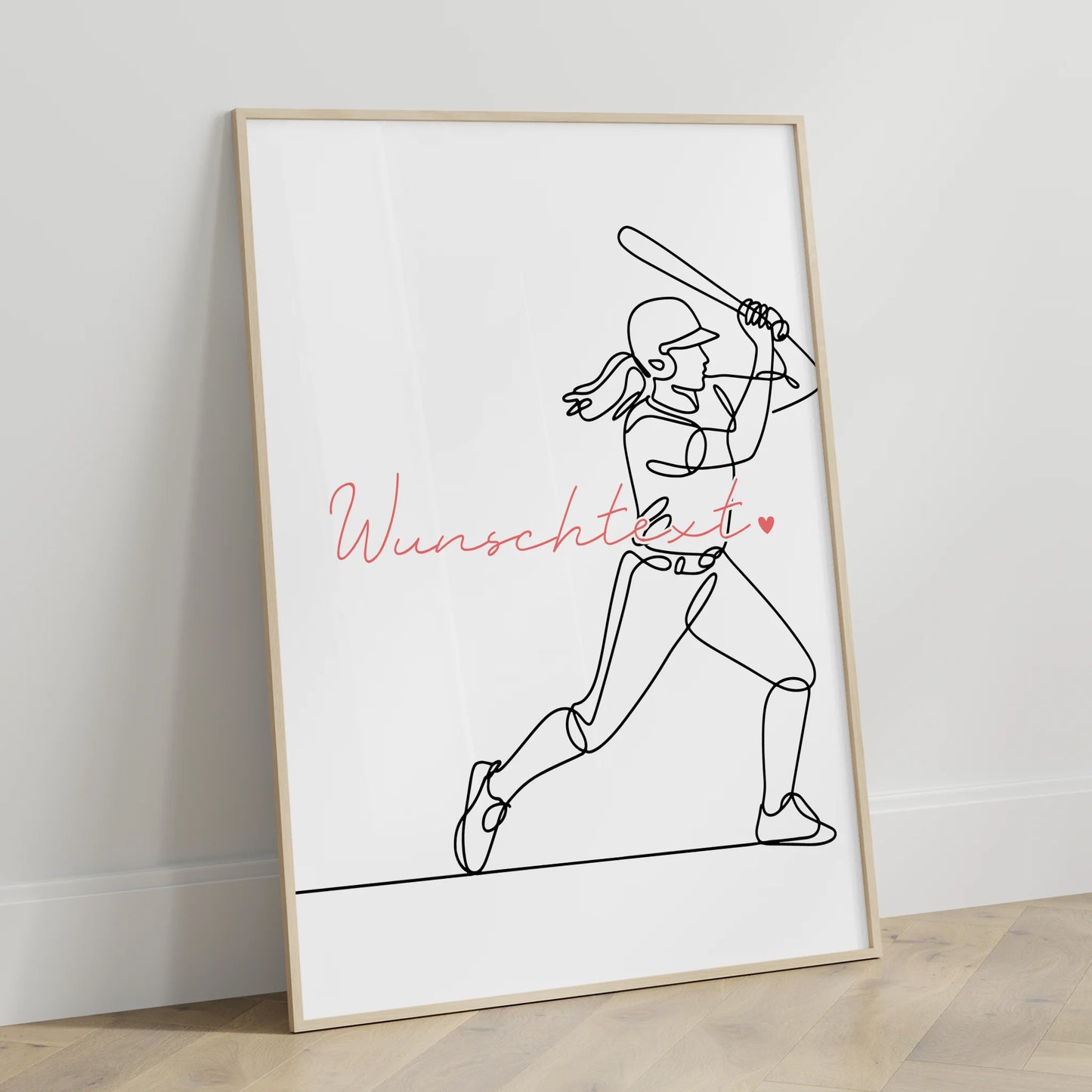 Personalisiertes Poster Lineart Baseball Geschenk Tochter & Schwester für Baseballspieler Baseballspielerin baseball