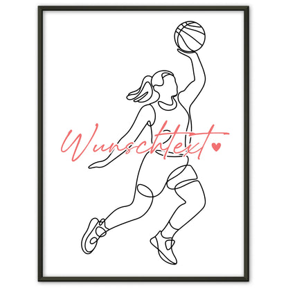 Lineart Poster Personalisiert Basketball Geschenk Tochter & Schwester für Basketballer Basketballerin basketball