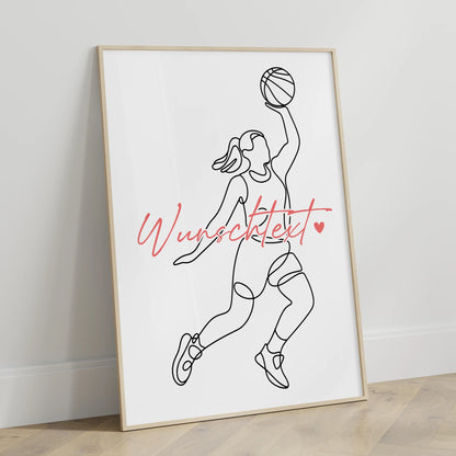 Lineart Poster Personalisiert Basketball Geschenk Tochter & Schwester für Basketballer Basketballerin basketball