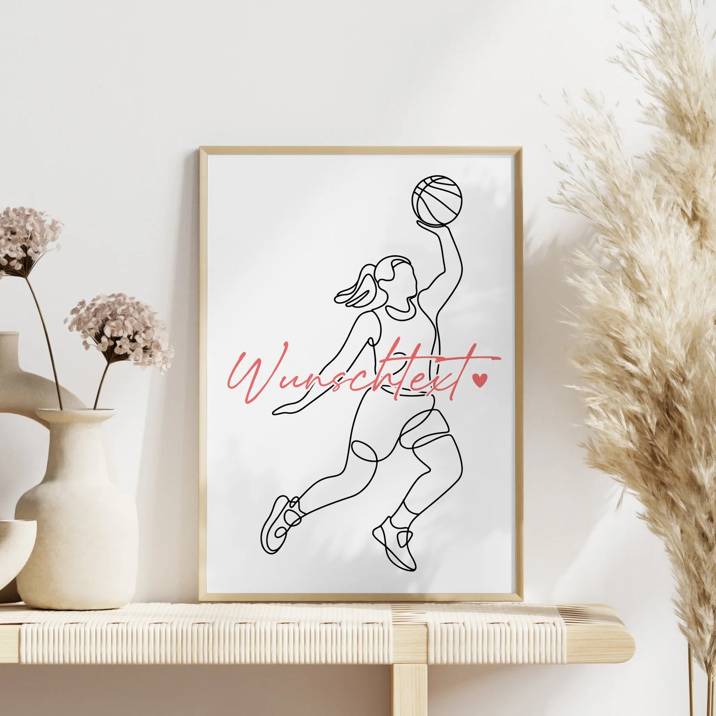 Lineart Poster Personalisiert Basketball Geschenk Tochter & Schwester für Basketballer Basketballerin basketball