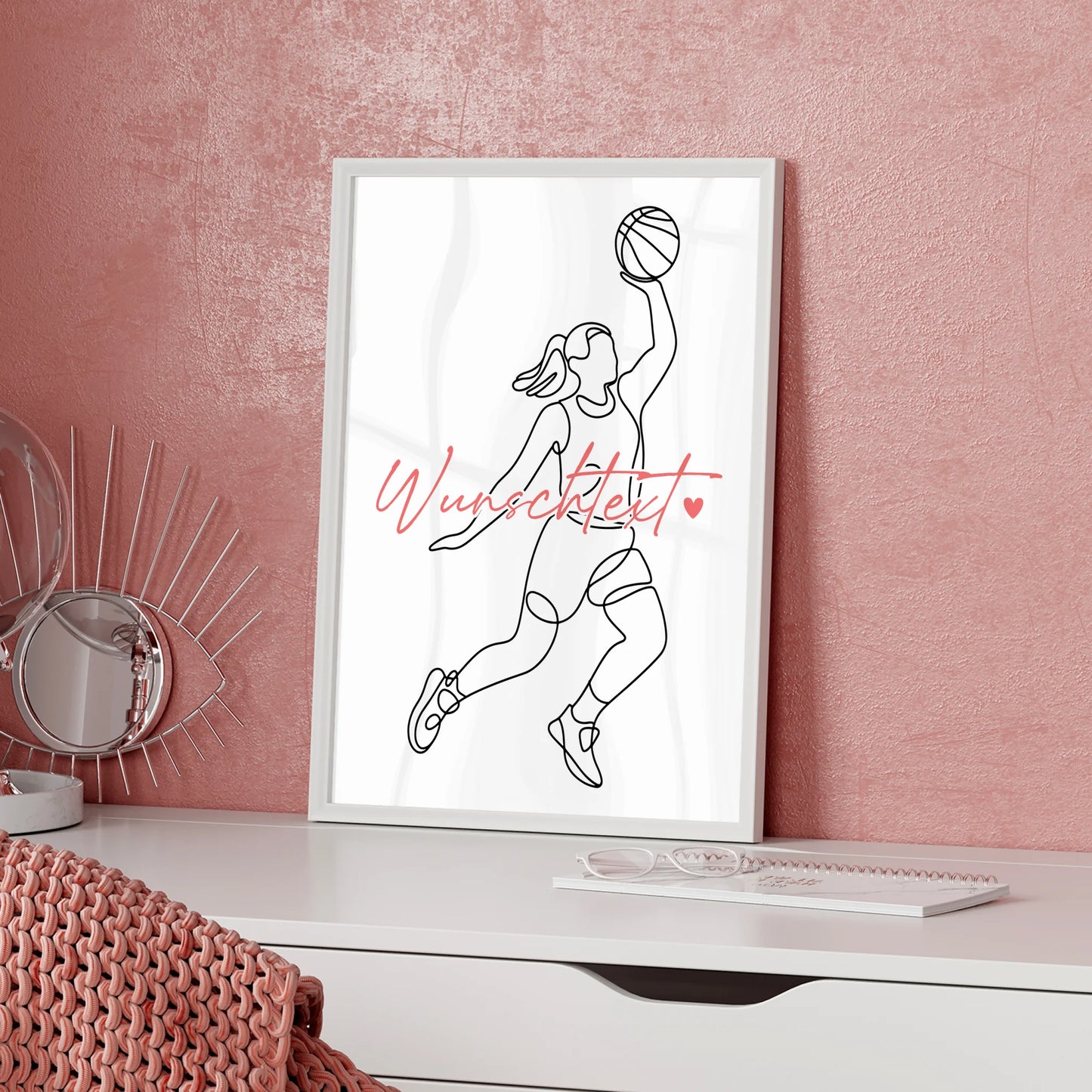 Lineart Poster Personalisiert Basketball Geschenk Tochter & Schwester für Basketballer Basketballerin basketball