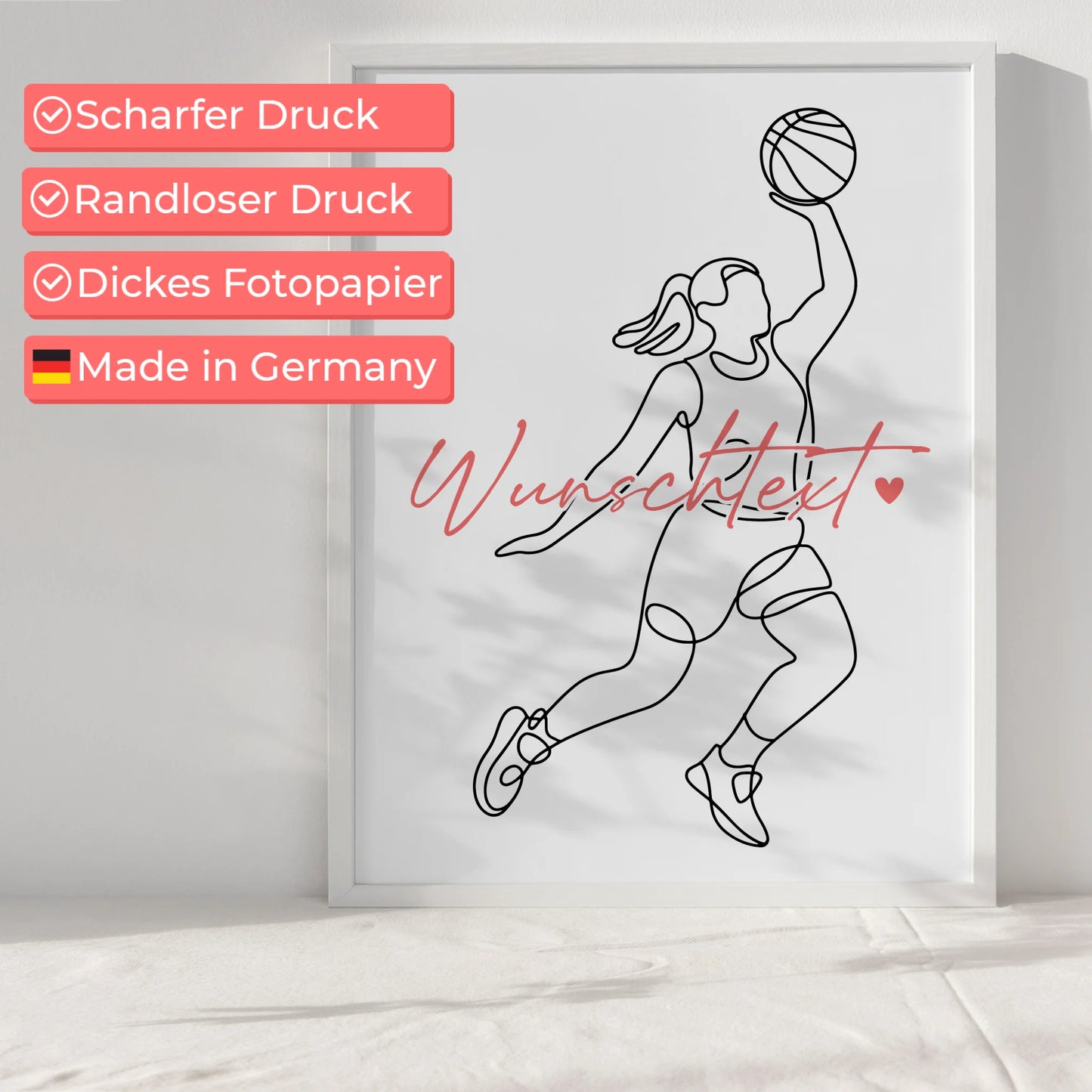 Lineart Poster Personalisiert Basketball Geschenk Tochter & Schwester für Basketballer Basketballerin basketball