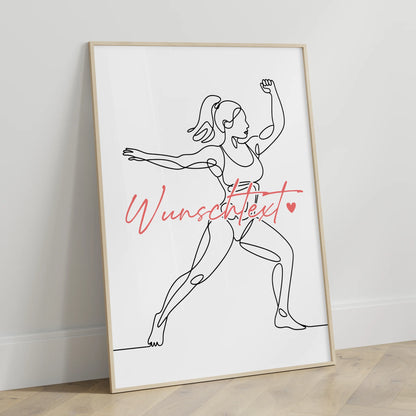 Personalisiertes Poster Lineart Bodybuilding Geschenk Tochter & Schwester für Bodybuilder Bodybuilderin Bodybuilding