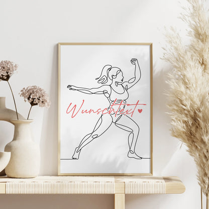 Personalisiertes Poster Lineart Bodybuilding Geschenk Tochter & Schwester für Bodybuilder Bodybuilderin Bodybuilding