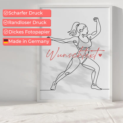 Personalisiertes Poster Lineart Bodybuilding Geschenk Tochter & Schwester für Bodybuilder Bodybuilderin Bodybuilding