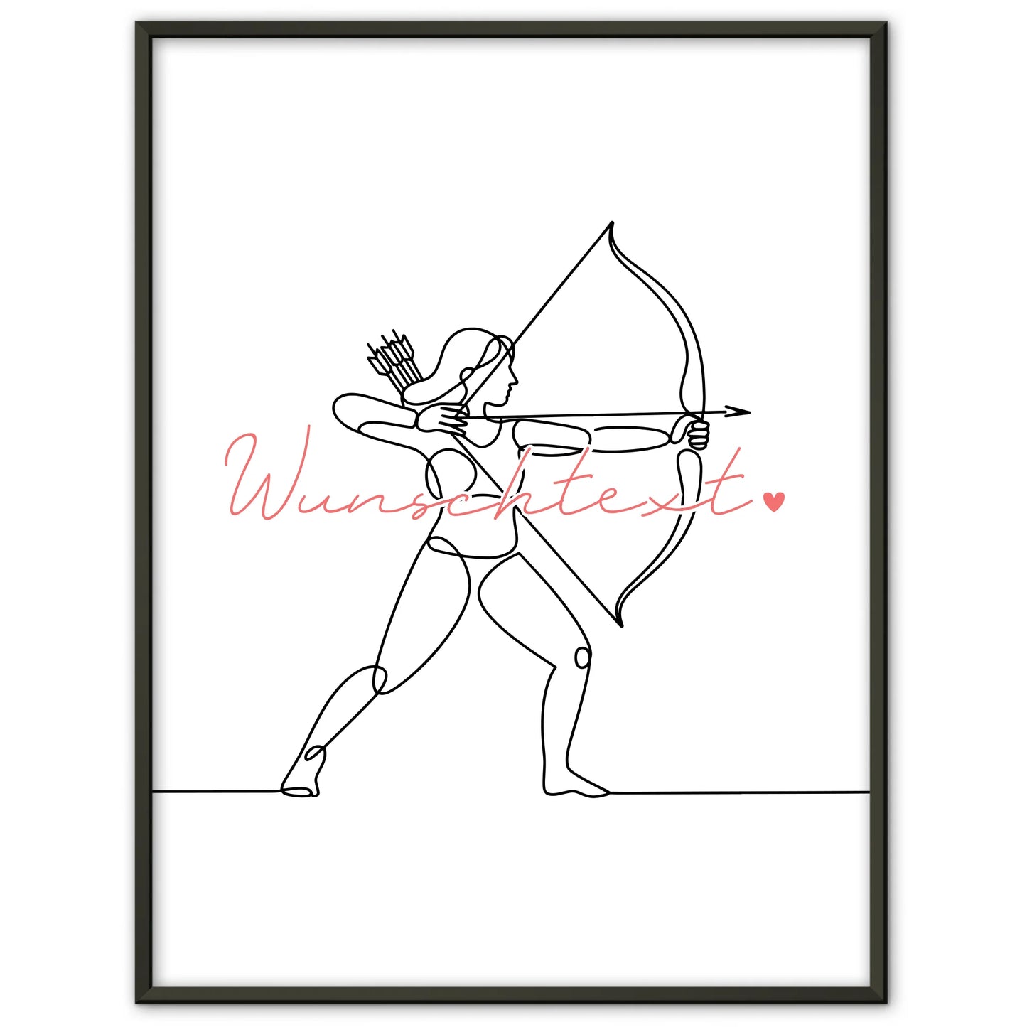 Lineart Poster Personalisiert Bogenschießen Geschenk Tochter & Schwester für Bogenschütze Bogenschützin Archery