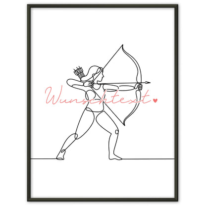 Lineart Poster Personalisiert Bogenschießen Geschenk Tochter & Schwester für Bogenschütze Bogenschützin Archery