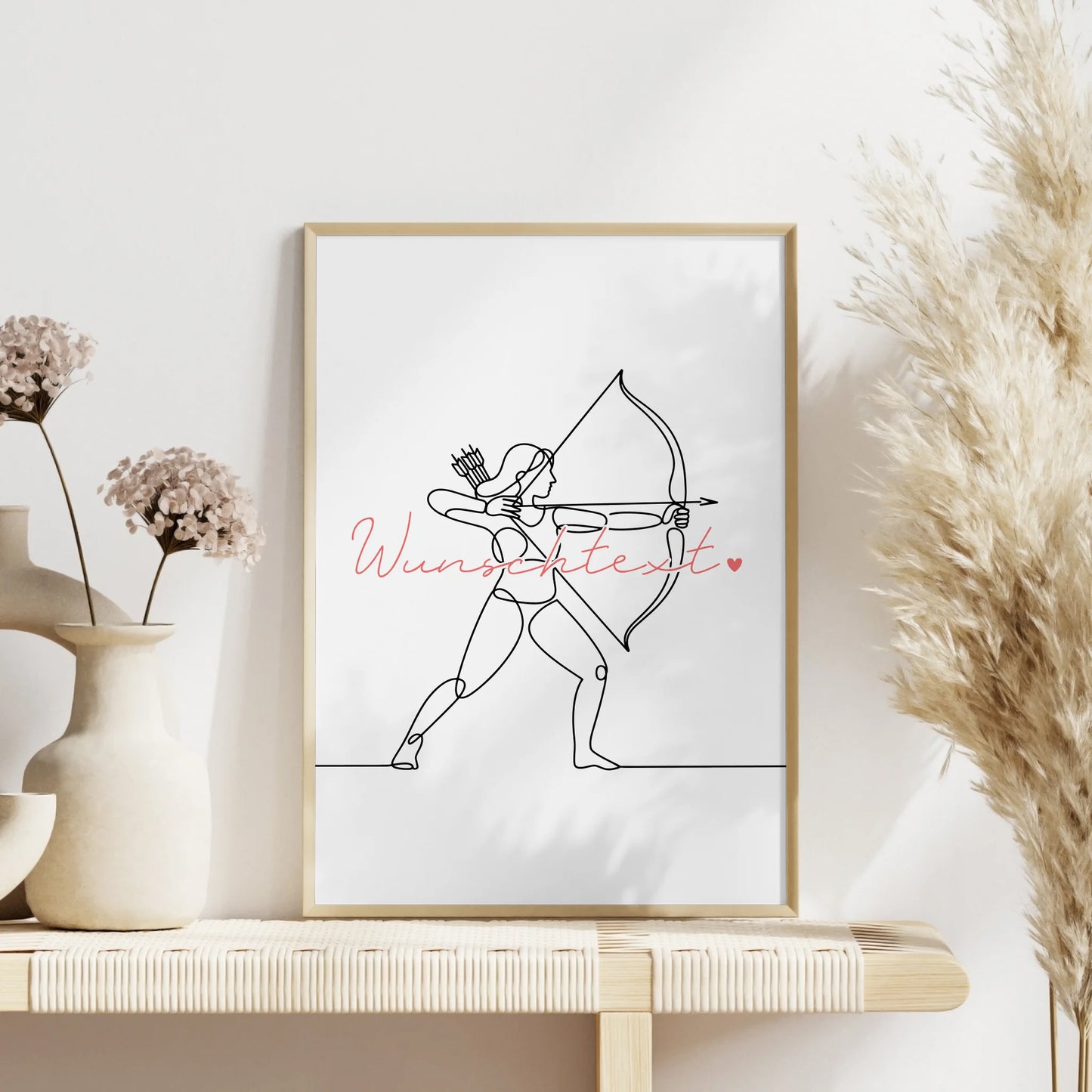 Lineart Poster Personalisiert Bogenschießen Geschenk Tochter & Schwester für Bogenschütze Bogenschützin Archery