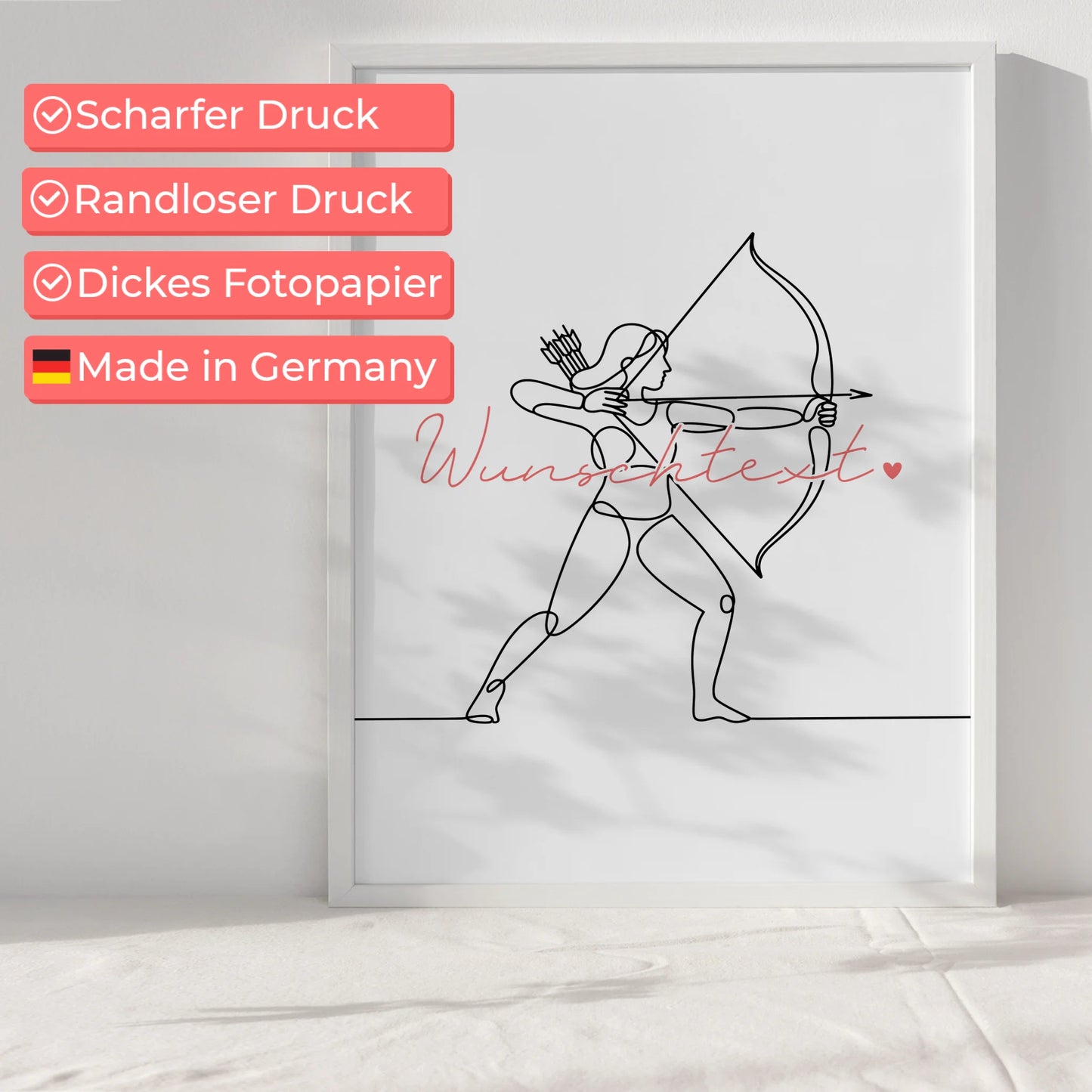 Lineart Poster Personalisiert Bogenschießen Geschenk Tochter & Schwester für Bogenschütze Bogenschützin Archery