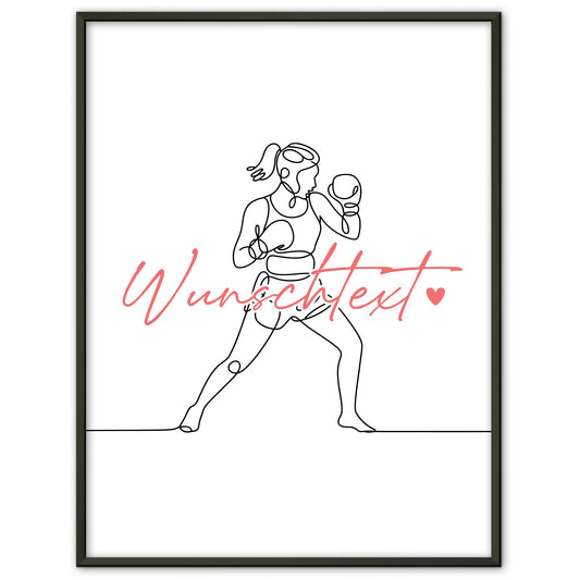 Lineart Poster Boxen Geschenk Tochter & Schwester für Boxer Boxerin Boxing