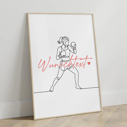 Lineart Poster Boxen Geschenk Tochter & Schwester für Boxer Boxerin Boxing