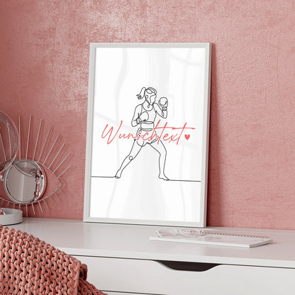 Lineart Poster Boxen Geschenk Tochter & Schwester für Boxer Boxerin Boxing