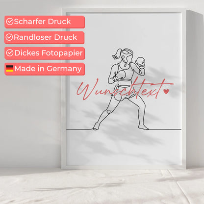 Lineart Poster Boxen Geschenk Tochter & Schwester für Boxer Boxerin Boxing