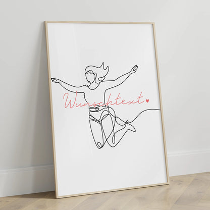 Personalisiertes Poster Lineart Bungeespringen Geschenk Tochter & Schwester für Bungeespringer Bungeespringerin Bungee jumping