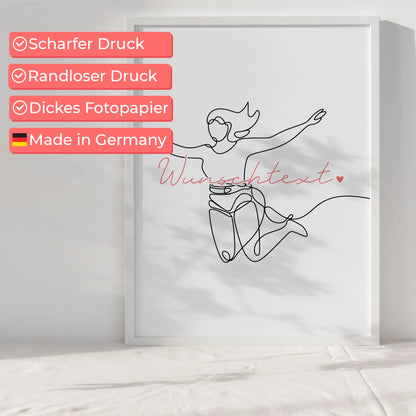 Personalisiertes Poster Lineart Bungeespringen Geschenk Tochter & Schwester für Bungeespringer Bungeespringerin Bungee jumping