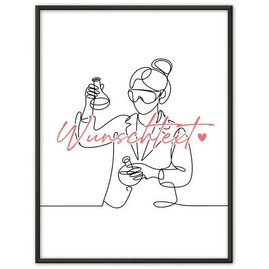 Lineart Poster Personalisiert Chemielaborant Geschenk Tochter & Schwester für Chemielaborant Chemielaborantin Chemical laboratory assistant