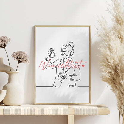 Lineart Poster Personalisiert Chemielaborant Geschenk Tochter & Schwester für Chemielaborant Chemielaborantin Chemical laboratory assistant