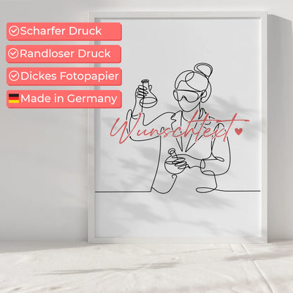 Lineart Poster Personalisiert Chemielaborant Geschenk Tochter & Schwester für Chemielaborant Chemielaborantin Chemical laboratory assistant