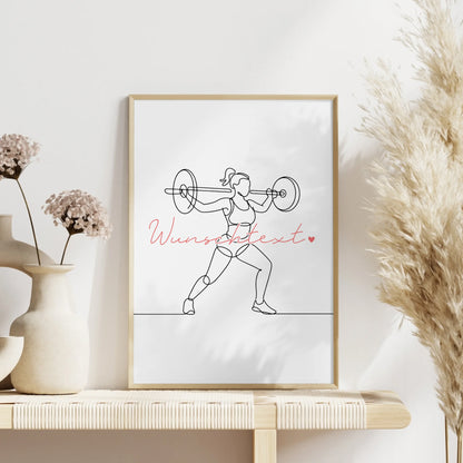 Lineart Poster Crossfit Geschenk Tochter & Schwester für Crossfitter Crossfitterin CrossFit