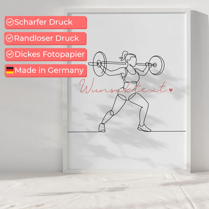Lineart Poster Crossfit Geschenk Tochter & Schwester für Crossfitter Crossfitterin CrossFit