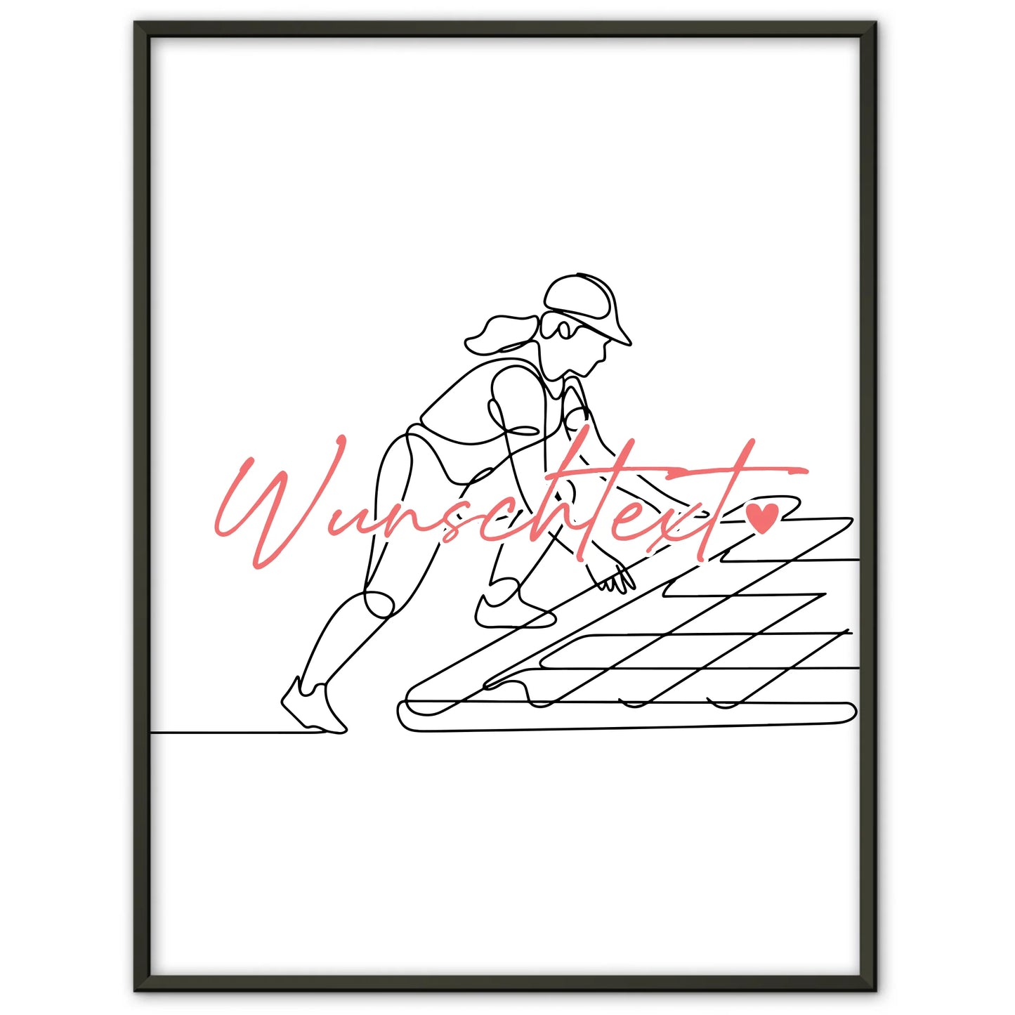 Personalisiertes Poster Lineart Dachdecker Geschenk Tochter & Schwester für Dachdecker Dachdeckerin Roofer