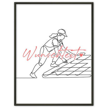 Personalisiertes Poster Lineart Dachdecker Geschenk Tochter & Schwester für Dachdecker Dachdeckerin Roofer