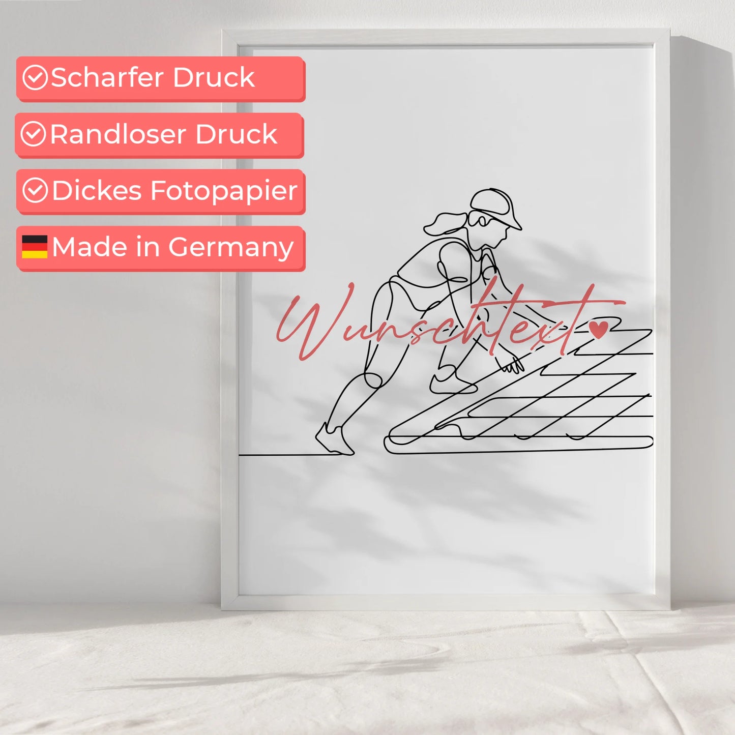 Personalisiertes Poster Lineart Dachdecker Geschenk Tochter & Schwester für Dachdecker Dachdeckerin Roofer