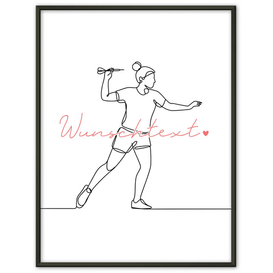 Lineart Poster Personalisiert Dart Geschenk Tochter & Schwester für Dartspieler Dartspielerin Darts
