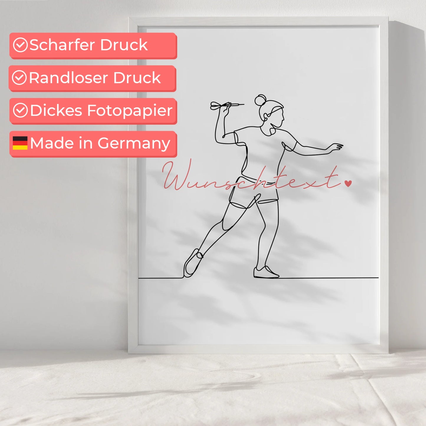 Lineart Poster Personalisiert Dart Geschenk Tochter & Schwester für Dartspieler Dartspielerin Darts