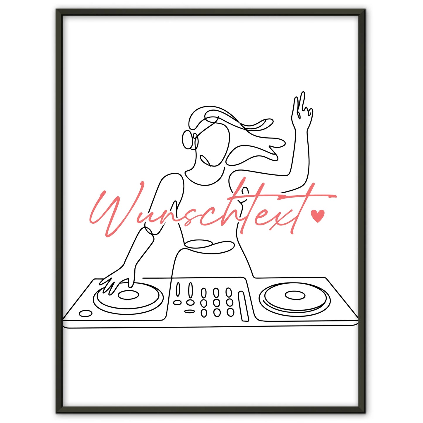 Lineart Poster DJing Geschenk Tochter & Schwester für DJ DJane DJing