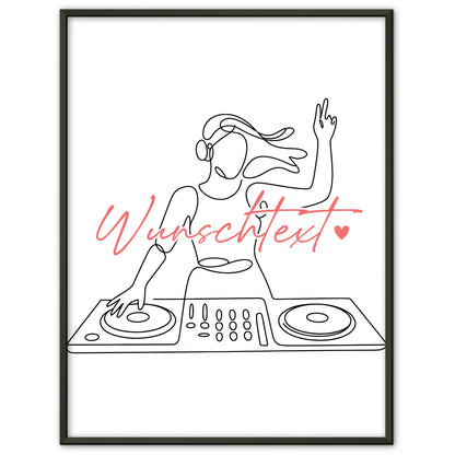 Lineart Poster DJing Geschenk Tochter & Schwester für DJ DJane DJing