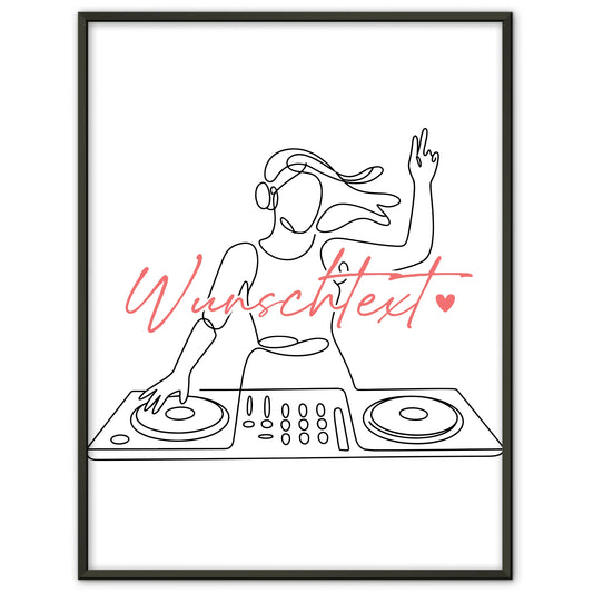 Lineart Poster DJing Geschenk Tochter & Schwester für DJ DJane DJing