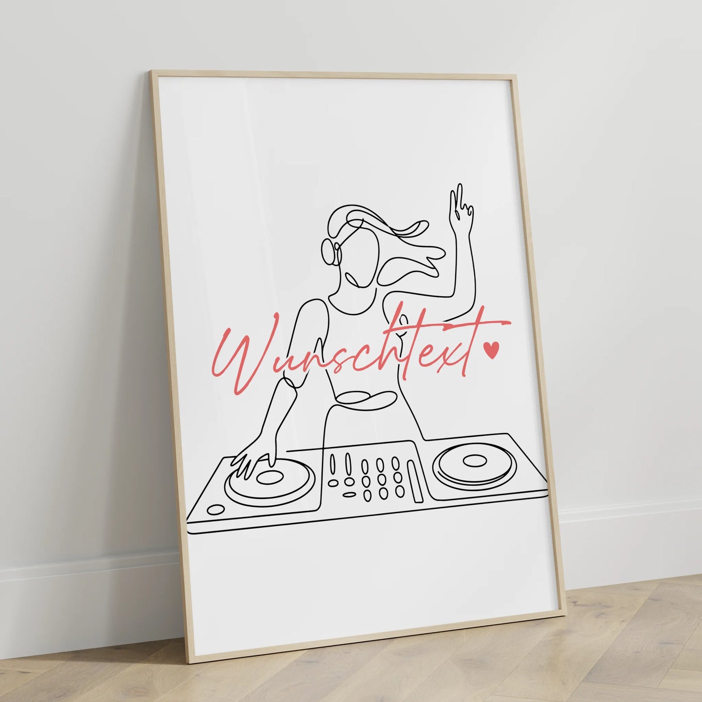 Lineart Poster DJing Geschenk Tochter & Schwester für DJ DJane DJing