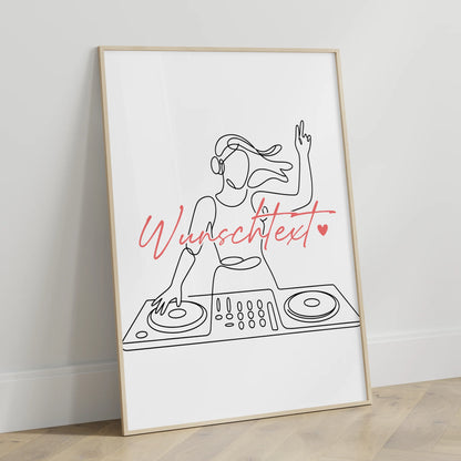 Lineart Poster DJing Geschenk Tochter & Schwester für DJ DJane DJing