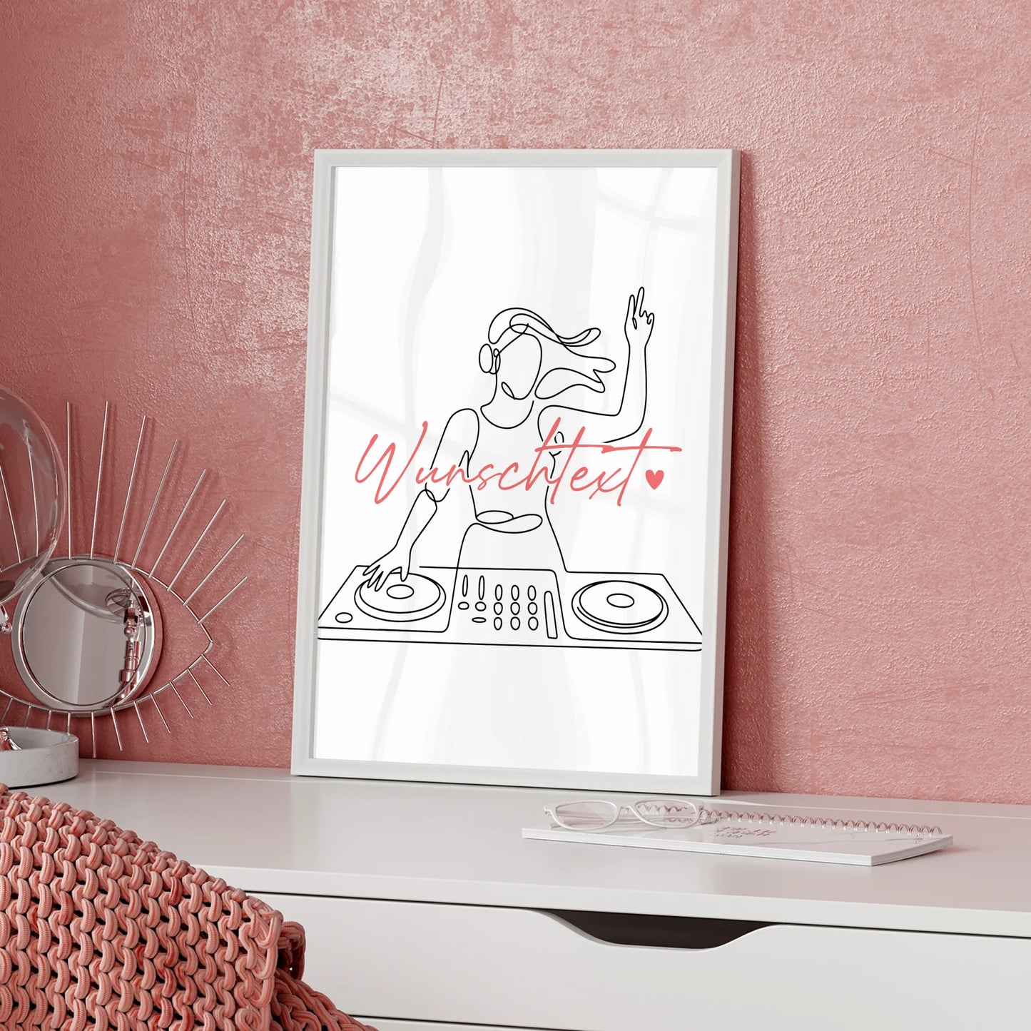 Lineart Poster DJing Geschenk Tochter & Schwester für DJ DJane DJing