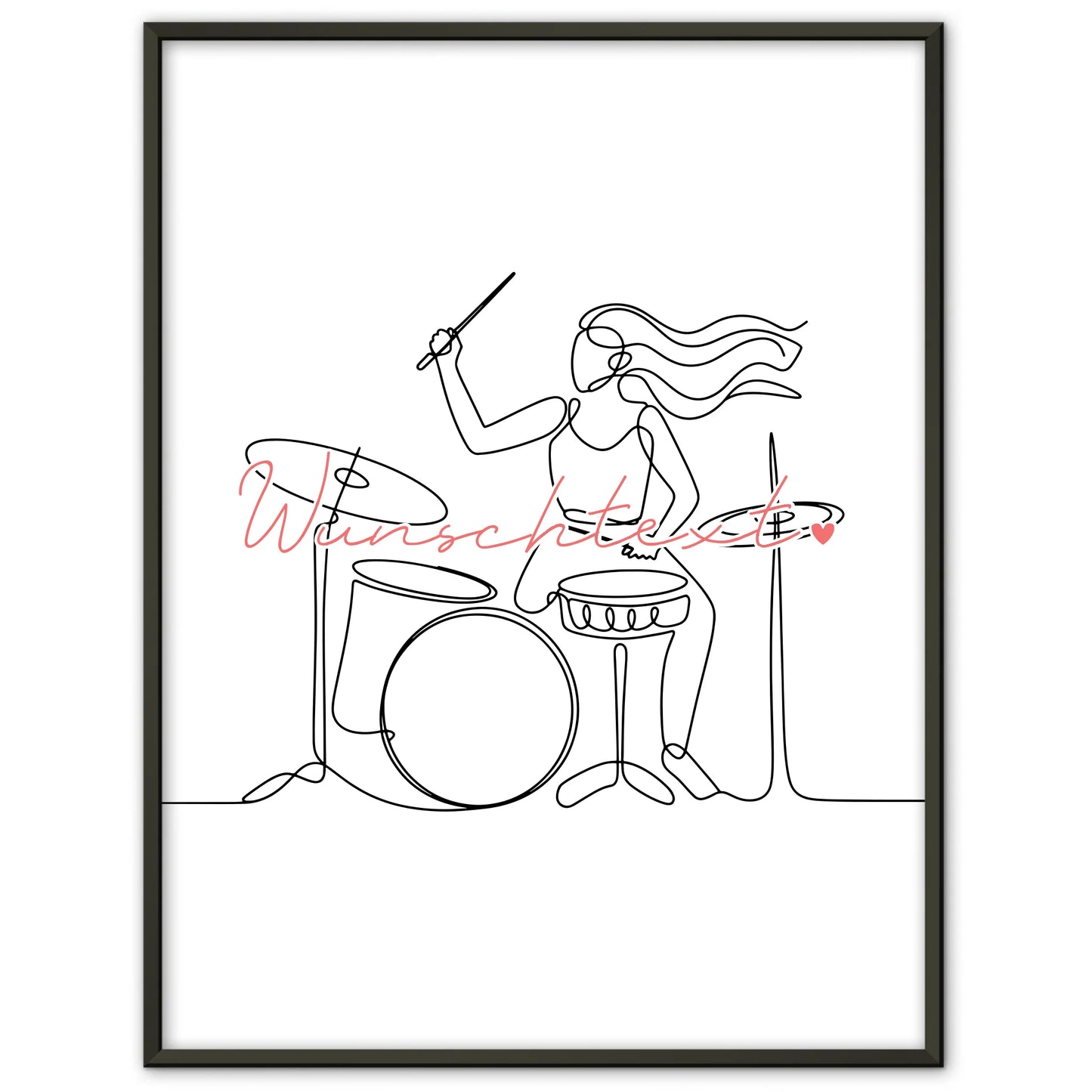 Personalisiertes Poster Lineart Drummer Geschenk Tochter & Schwester für Drummer Drummerin Drummer