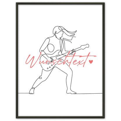 Lineart Poster Personalisiert E-Gitarre Geschenk Tochter & Schwester für E-Gitarrist E-Gitarristin Electric guitar