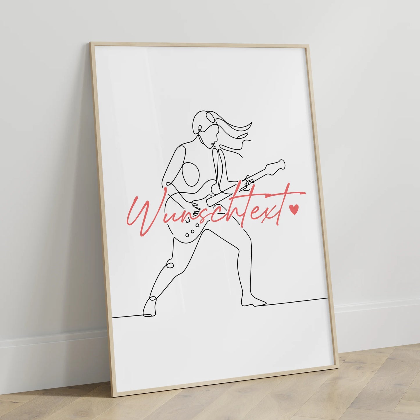 Lineart Poster Personalisiert E-Gitarre Geschenk Tochter & Schwester für E-Gitarrist E-Gitarristin Electric guitar