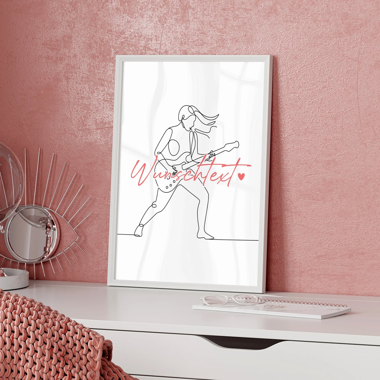 Lineart Poster Personalisiert E-Gitarre Geschenk Tochter & Schwester für E-Gitarrist E-Gitarristin Electric guitar