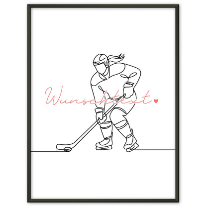 Lineart Poster Eishockey Geschenk Tochter & Schwester für Eishockeyspieler Eishockeyspielerin Ice hockey