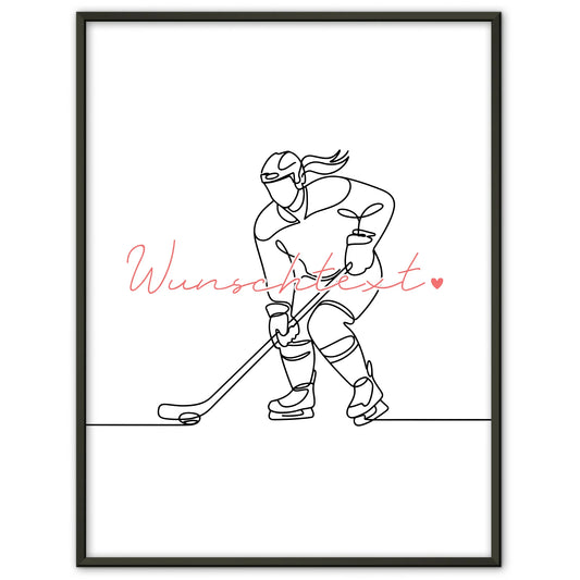 Lineart Poster Eishockey Geschenk Tochter & Schwester für Eishockeyspieler Eishockeyspielerin Ice hockey